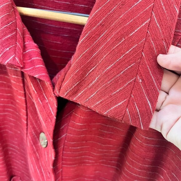 Yasuko Kurisaka Womens‎ Red Lagenlook Striped Button-Up Jacket- L - Picture 4 of 9